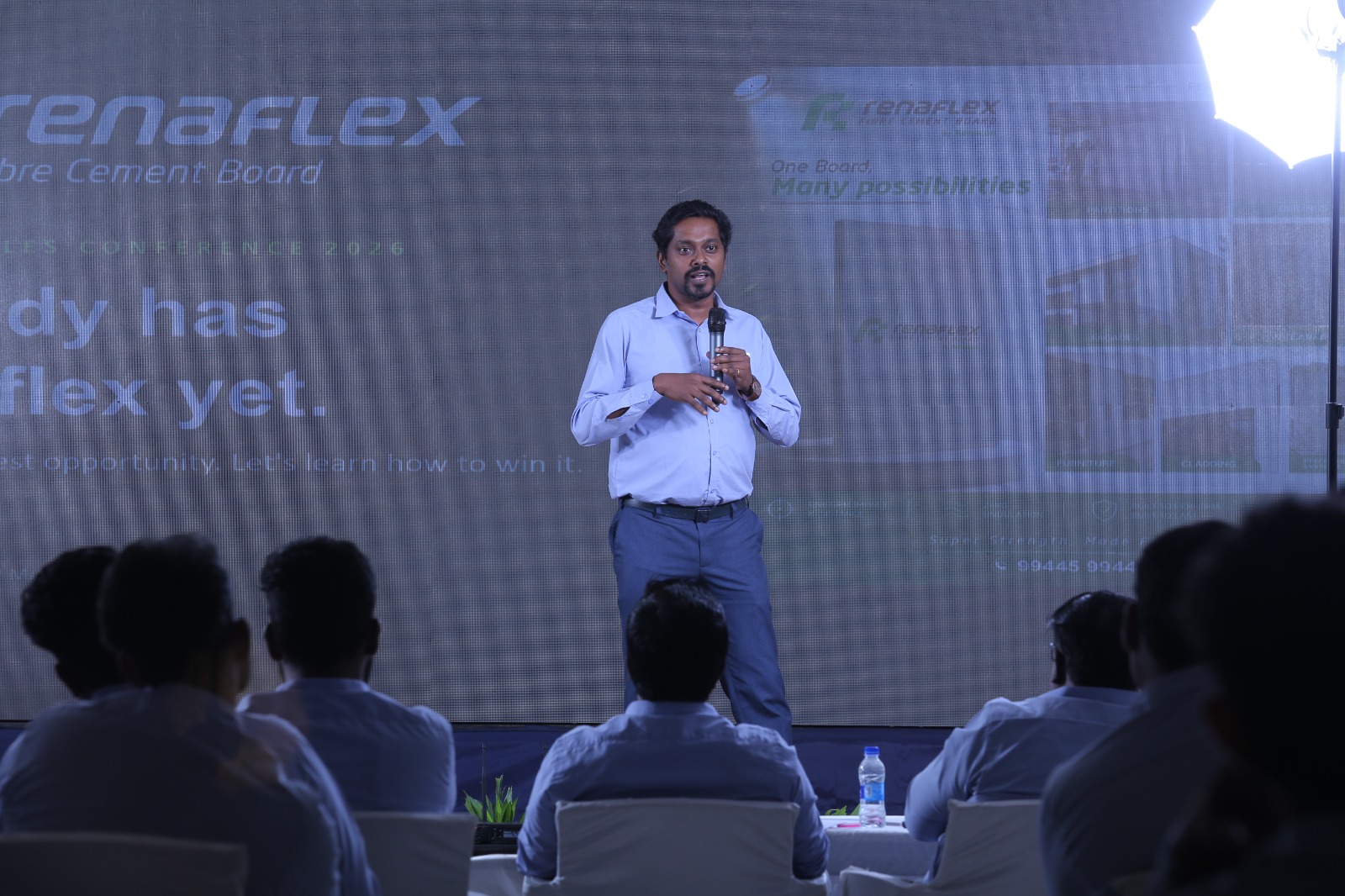 Senior Vice President presenting Renaflex Fibre Cement Board